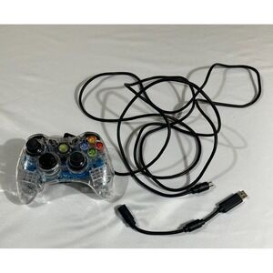 PDP Afterglow AX.1 Xbox 360 Wired Controller Clear Transparent Blue LED PL-3602